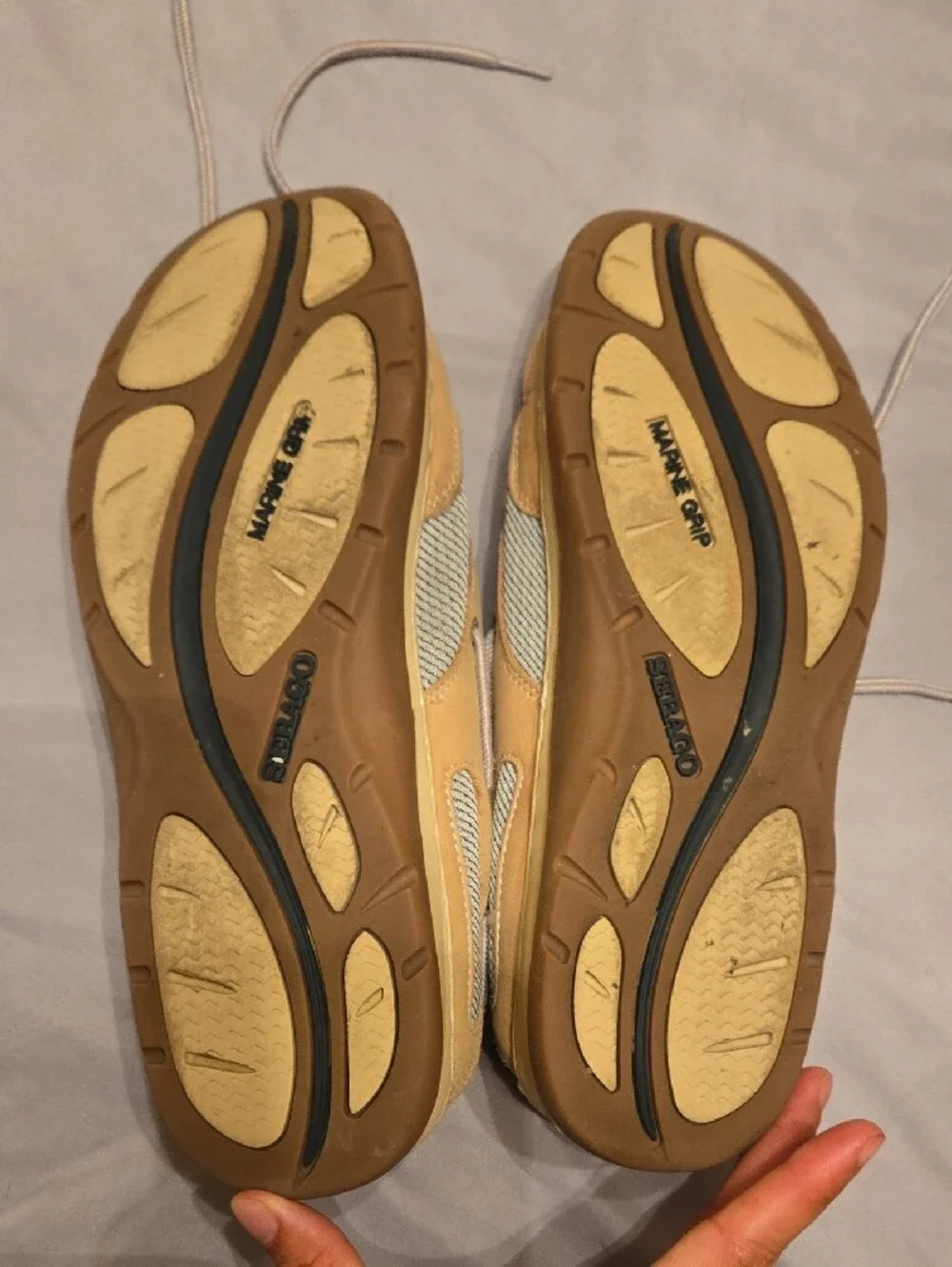 Sebago Tan Leather Moc Toe Boat Shoes